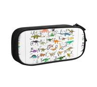 Elegante astuccio per cancelleria, con lettere dell'alfabeto, con stampa di dinosauri, per scuola, università, ufficio, viaggi, ragazzi e adulti, Nero , Taglia unica, Set di zaini per la scuola