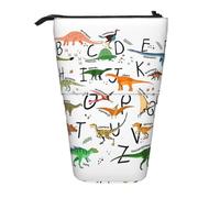 Elegante astuccio verticale retrattile con lettere dell'alfabeto, con dinosauri, per riporre oggetti quotidiani per scuola e ufficio
