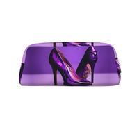 Elegante astuccio viola con tacco alto con stampa rossetto, astuccio grande per matite, cancelleria, penne, ufficio, università, scuola, trucco, Argento, One Size, Beauty case