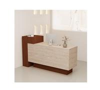 Elegante banco da reception da 140 cm con cassetto chiudibile a chiave, tavolo funzionale per ufficio, salone di bellezza, vendita al dettaglio e atrio, migliora l'esperienza del cliente con mobili