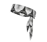 Elegante bandana nera con stampa Torre Eiffel di Parigi - Fascia per capelli unisex per allenamento, jogging, ciclismo, yoga e altro ancora