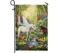 Elegante bandiera da giardino a forma di cavallo bianca paesaggio animale colorato banner estivo per la casa e il giardino, decorazione da cortile impermeabile double face, 30,5 x 45,7 cm