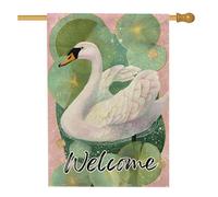 Elegante bandiera da giardino a forma di cigno bianco, graziosa decorazione per esterni, bandiera artistica su entrambi i lati, per la primavera e l'estate, decorazione per la casa, 71 x 101 cm