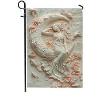 Elegante bandiera da giardino con dea della luna, striscione decorativo da sogno per la casa, bandiera da giardino in iuta su entrambi i lati, per decorazione stagionale all'aperto del prato, 30,5 x