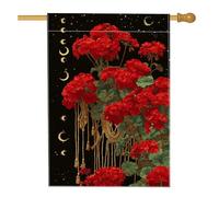 Elegante bandiera da giardino con geranio rosso, decorazione floreale bohémien per la casa, decorazione da cortile, decorazione per prato esterno su entrambi i lati, perfetta per feste primaverili ed