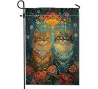 Elegante bandiera da giardino per gli amanti dei gatti, decorazione colorata per esterni, bandiera double-face per primavera ed estate, bellissimo striscione floreale da giardino 30,5 x 45,7 cm