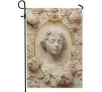 Elegante bandiera floreale da giardino, morbido fiore di peonia di pesca decorazione per la casa, tela decorativa su entrambi i lati per la primavera all'aperto decorazione del prato 30,5 x 45,7 cm