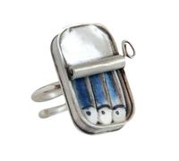 Elegante barattolo di sardine con anelli artigianali in lega robusta accessorio per aggiungere umoristico a qualsiasi outfit gioielli in lega