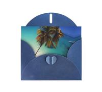 Elegante Beach Coconut Sunshine - Biglietti vuoti stampati ad acquerello con buste e adesivi, blu