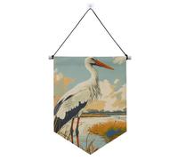 Elegante bianco Cicogna Delicate Art banner per appendere con asta telescopica pin display banner decorazioni cortile all'aperto per Festival & giorno speciale