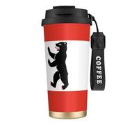 Elegante bicchiere personalizzato - Bicchiere da caffè unico, perfetto per viaggi e uso quotidiano Bandiera di Berlino nero