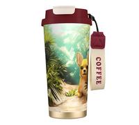 Elegante bicchiere personalizzato - Bicchiere da caffè unico, perfetto per viaggi e uso quotidiano Chihuahua nelle foreste tropicali rosso