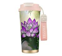 Elegante bicchiere personalizzato - Bicchiere da caffè unico, perfetto per viaggi e uso quotidiano Comic come fiore di loto rosa