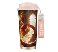 Elegante bicchiere personalizzato - Bicchiere da caffè unico, perfetto per viaggi e uso quotidiano Fuoco e fiamme rosa