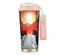 Elegante bicchiere personalizzato - Bicchiere da caffè unico, perfetto per viaggi e uso quotidiano Una città da sogno rosa