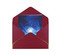 Elegante biglietto d'auguri con nuvole rotanti, biglietto pieghevole in carta perlata con bordo dorato, interno vuoto per messaggio personale, perfetto per Natale, compleanno, matrimonio e San