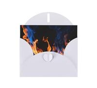 Elegante biglietto di auguri blu con stampa di fiamme, con buste, ringraziamento, compleanno, Natale, San Valentino