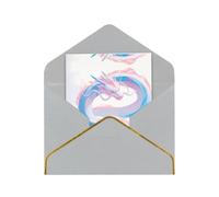 Elegante biglietto di auguri con immagine di un drago, biglietto pieghevole in carta perlata di alta qualità con bordo dorato, interno vuoto per messaggio personale, perfetto per Natale, compleanno