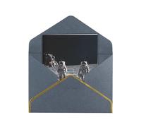 Elegante biglietto di auguri con motivo astronauti al lavoro, carta perlata di alta qualità, pieghevole, con bordo dorato, interno vuoto per messaggio personale, perfetto per Natale, compleanno