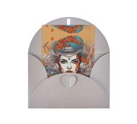 Elegante biglietto di auguri grigio con buste abbinate - Stampa con immagine della regina bianca benedetta per compleanno, matrimonio, San Valentino