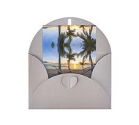 Elegante biglietto di auguri grigio - Paradise Beach Palm Trees stampa vuota benedetto oro sigilli biglietto per compleanno, matrimonio, San Valentino