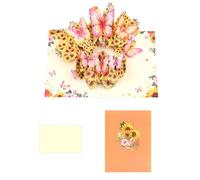 Elegante biglietto di auguri per feste, portatile, pop-up 3D, motivo floreale e farfalla, ricordo stabile per gli amici