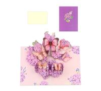 Elegante biglietto di auguri per feste, portatile, pop-up 3D, motivo floreale e farfalla, ricordo stabile per gli amici