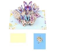 Elegante biglietto di auguri per feste, portatile, pop-up 3D, motivo floreale e farfalla, ricordo stabile per gli amici