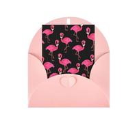 Elegante biglietto di auguri rosa con busta abbinata - Bella stampa fenicotteri rosa bianco benedetto per compleanno, San Valentino, matrimonio