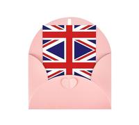 Elegante biglietto di auguri rosa con buste abbinate, stampa bandiera del Regno Unito, vuoto, benedetto per compleanno, matrimonio, San Valentino