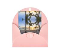 Elegante biglietto di auguri rosa - Paradise Beach Palme stampa vuota benedetto oro sigilli d'oro biglietto per compleanno, matrimonio, San Valentino