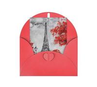 Elegante biglietto di auguri rosso con busta abbinata, Torre Eiffel Parigi con stampa in bianco per compleanno, San Valentino, matrimonio