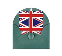 Elegante biglietto di auguri verde scuro con buste abbinate, stampa bandiera del Regno Unito, bianco benedetto per compleanno, matrimonio, San Valentino