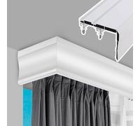 Elegante binario per tende doppio, 4 m, bianco, montato a soffitto, per finestre e divisori, resistente ed elegante, ideale per decorare la casa
