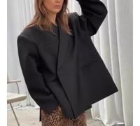 Elegante blazer da donna a maniche lunghe con bottoni, su misura per elevare le tue scelte di guardaroba primaverile (M nero)