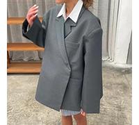 Elegante blazer da donna a maniche lunghe con bottoni, su misura per elevare le tue scelte di guardaroba primaverile (S grigio)