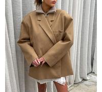 Elegante blazer da donna a maniche lunghe con bottoni, su misura per elevare le tue scelte di guardaroba primaverile (S Khaki)