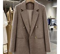 Elegante blazer da donna doppiopetto in misto grigio chiaro - moda senza tempo per le donne | Capo essenziale e versatile per il guardaroba, con bottoni e tasche, colore unito, perfetto per la primave