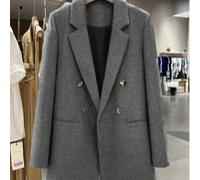 Elegante blazer da donna doppiopetto in misto grigio chiaro - moda senza tempo per le donne | Capo essenziale e versatile per il guardaroba, con bottoni e tasche, colore unito, perfetto per la primave