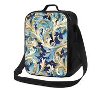 elegante blu oro fiorentino borsa per il pranzo per le donne uomini riutilizzabile Lunch Box per ufficio Picnic isolato contenitore per il pranzo a tenuta stagna borse portatile pranzo Cooler Bag