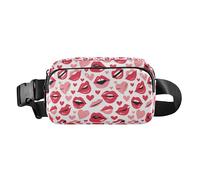 Elegante borsa a tracolla Axolotl da donna e da uomo, per ciclismo, escursionismo, palestra, Labbra Bacio Cuore Pattern Love, 1 Size