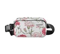 Elegante borsa a tracolla con garofano bianco e rosso, per donne, uomini, adolescenti, multiuso, con tracolla regolabile, per viaggi, vacanze, corsa