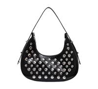 Elegante borsa a tracolla da moto con borchie per le donne | Borsa da sera in pelle PU resistente all'usura per tutti i giorni essenziale con comoda cinghia pratica uso quotidiano