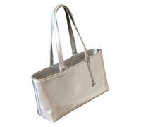 Elegante borsa a tracolla di grande capacità in stile coreano per lavoro pendolarismo borsa in pelle PU lucida multifunzione borsa ascellare, Argento, Organizer per borse