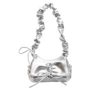 Elegante borsa a tracolla elegante Bowknot piccola borsa quadrata Lady nuove borse per signora, Argento, 205.00x80.00x115.00mm