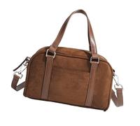 Elegante borsa a tracolla in finta pelle scamosciata multiuso tinta unita maniglia superiore borsa a tracolla per giovani signore alla moda, Marrone