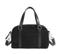 Elegante borsa a tracolla in finta pelle scamosciata multiuso tinta unita maniglia superiore borsa a tracolla per giovani signore alla moda, Nero