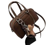 Elegante borsa a tracolla in finta pelle scamosciata multiuso tinta unita maniglia superiore borsa a tracolla per giovani signore alla moda, Marrone