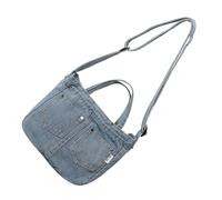 Elegante borsa a tracolla in jeans lavati casual con tracolla regolabile per l'uso quotidiano e gite eleganti Borsa alla moda giovanile, Azzurro, One Size