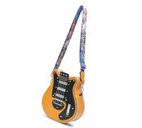 Elegante borsa a tracolla in pelle PU a forma di chitarra, borsa a tracolla casual per amanti della musica e viaggiatori esibizioni borsa per il trasporto, Giallo, One Size